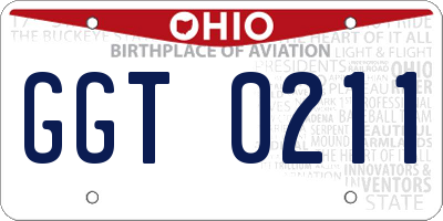 OH license plate GGT0211