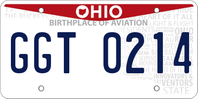 OH license plate GGT0214