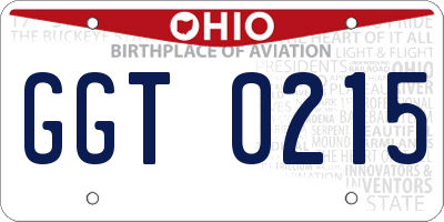 OH license plate GGT0215