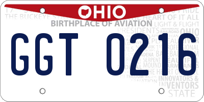 OH license plate GGT0216