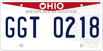 OH license plate GGT0218