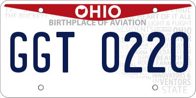 OH license plate GGT0220