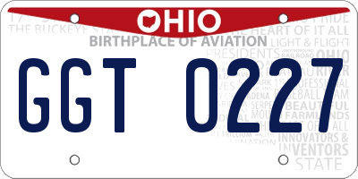 OH license plate GGT0227