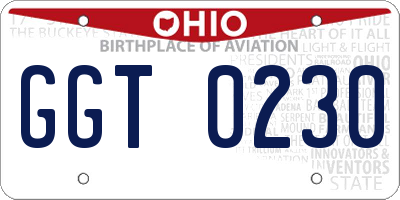 OH license plate GGT0230
