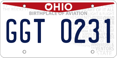 OH license plate GGT0231