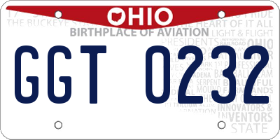 OH license plate GGT0232