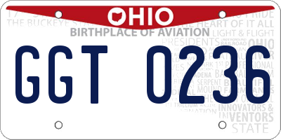 OH license plate GGT0236