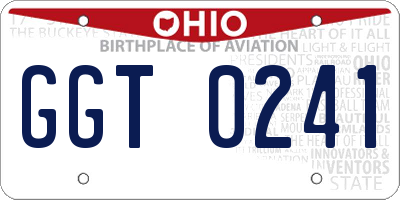 OH license plate GGT0241