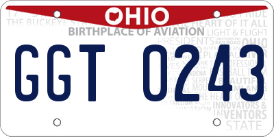 OH license plate GGT0243