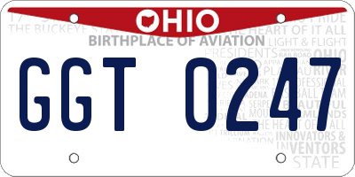 OH license plate GGT0247