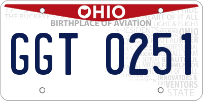 OH license plate GGT0251