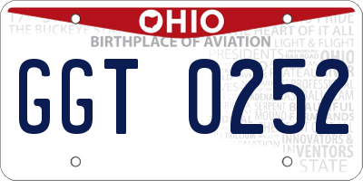 OH license plate GGT0252