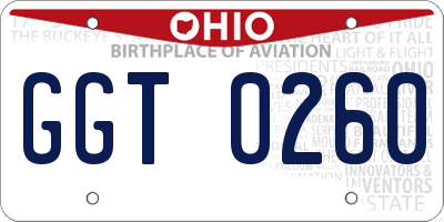 OH license plate GGT0260