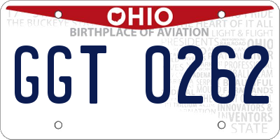 OH license plate GGT0262