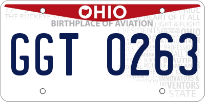 OH license plate GGT0263