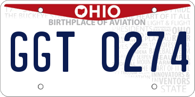 OH license plate GGT0274