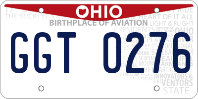 OH license plate GGT0276
