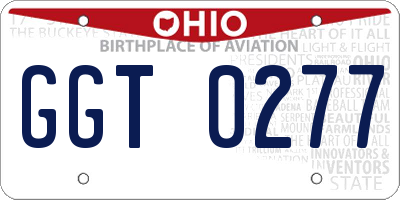 OH license plate GGT0277