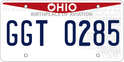 OH license plate GGT0285