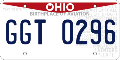 OH license plate GGT0296