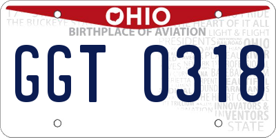 OH license plate GGT0318