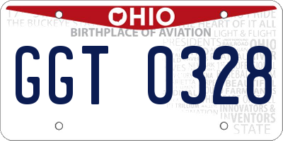 OH license plate GGT0328