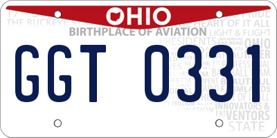 OH license plate GGT0331