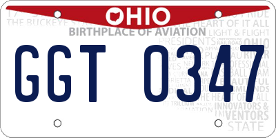 OH license plate GGT0347