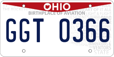 OH license plate GGT0366