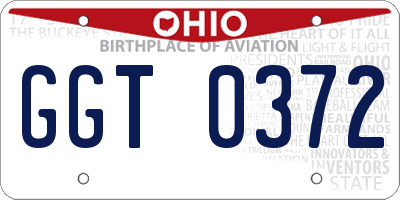 OH license plate GGT0372