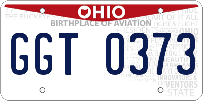 OH license plate GGT0373