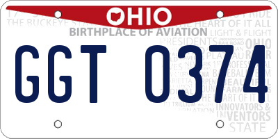 OH license plate GGT0374