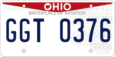 OH license plate GGT0376