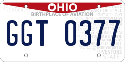 OH license plate GGT0377