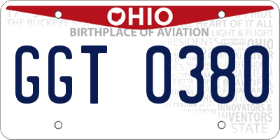 OH license plate GGT0380