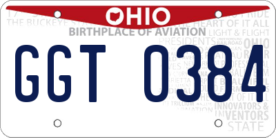 OH license plate GGT0384