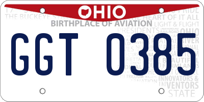 OH license plate GGT0385