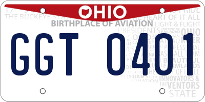 OH license plate GGT0401