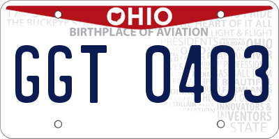 OH license plate GGT0403