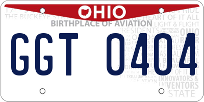 OH license plate GGT0404