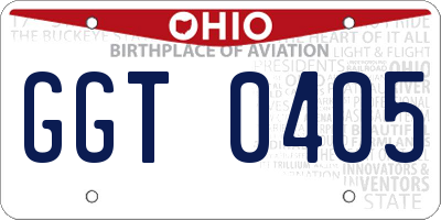OH license plate GGT0405