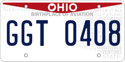 OH license plate GGT0408