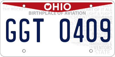 OH license plate GGT0409
