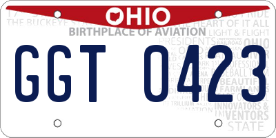 OH license plate GGT0423
