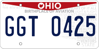 OH license plate GGT0425