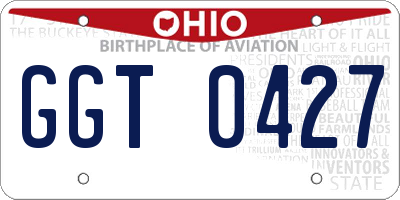 OH license plate GGT0427