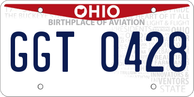 OH license plate GGT0428