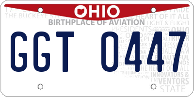OH license plate GGT0447