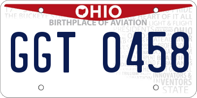 OH license plate GGT0458