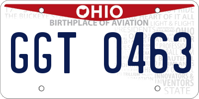 OH license plate GGT0463